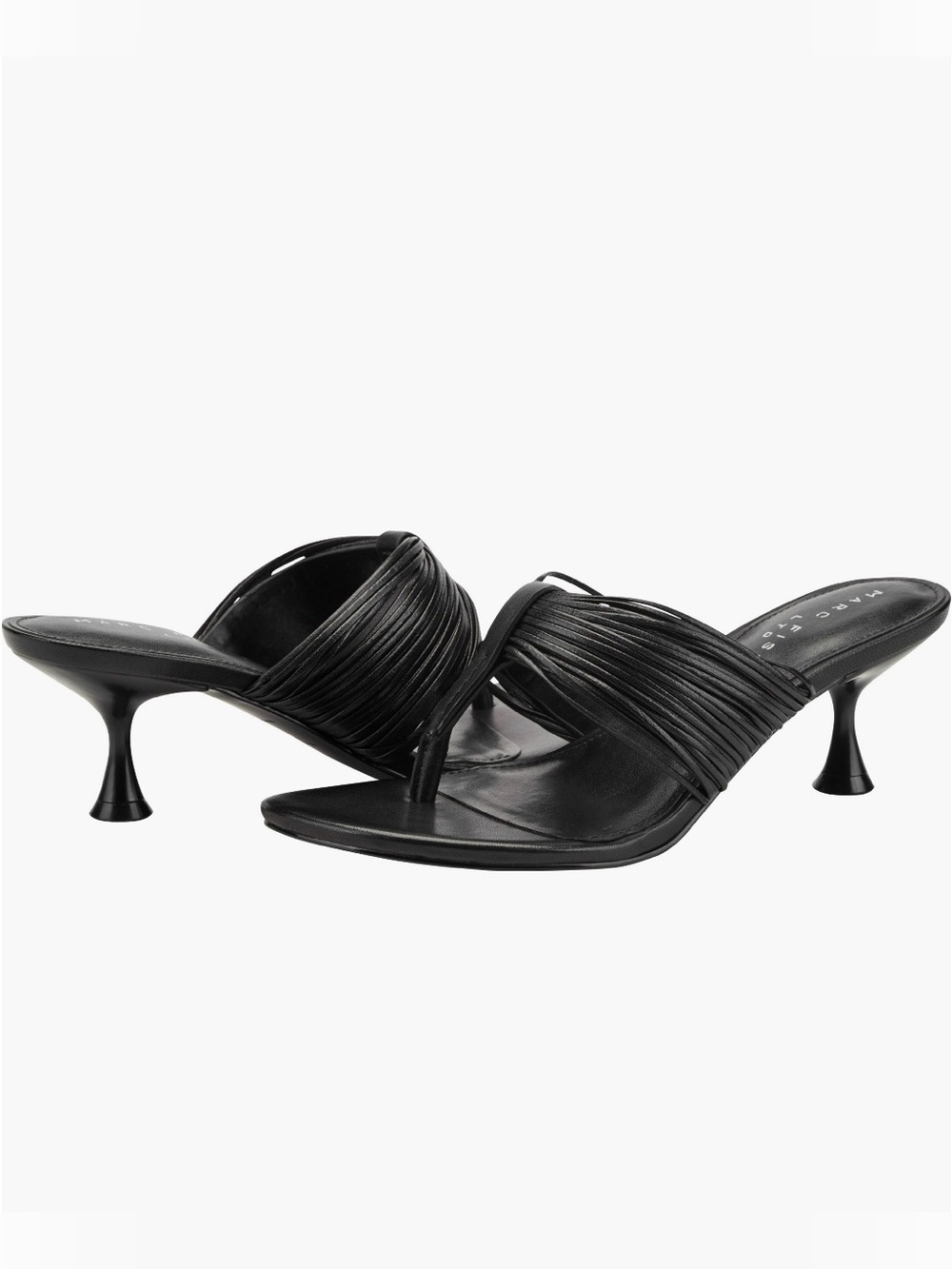 Marc Fisher LTD “Pamilla” Sandal Black Leather Kitten Heels Various Sizes